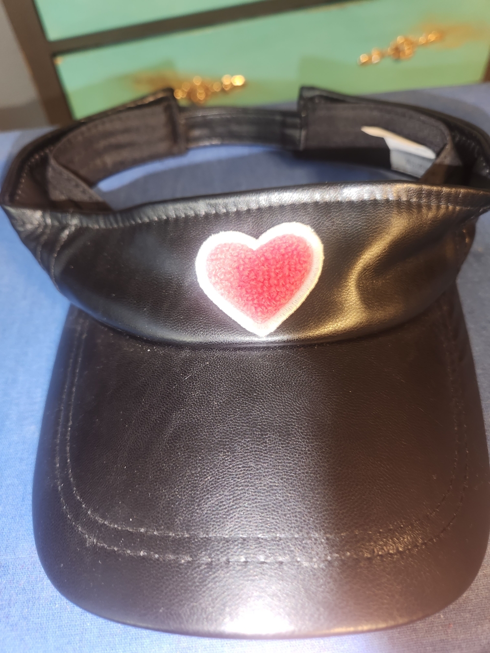 Women's Black Visor with Red Heart Accent